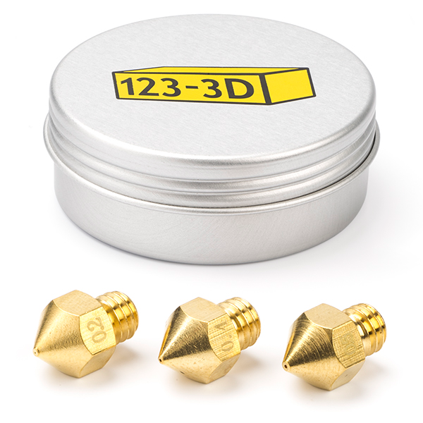 123-3D MK8 brass nozzle set, 1.75mm (0.2/0.4/0.5mm)  DAR00769 - 1
