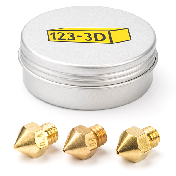 123-3D MK8 brass nozzle set, 1.75mm (0.4/0.6/0.8mm)  DAR00770 - 1