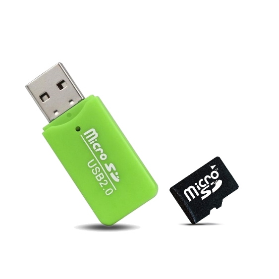 123-3D MicroSD card with USB 2.0 card reader, 2GB  DAR00871 - 1