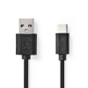 USB A to C black cable, 10cm DAR00550 - 1