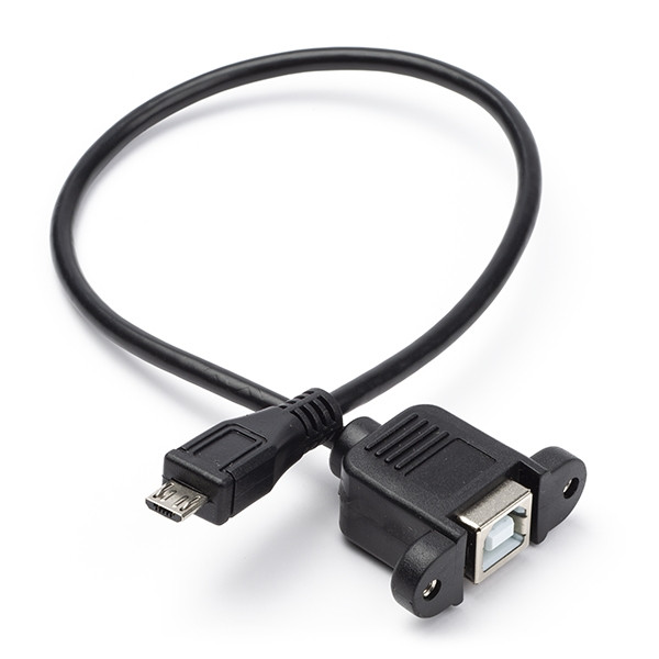 123-3D USB Panel Mount Cable USB B Female to MicroUSB, 30cm  DDK00041 - 1