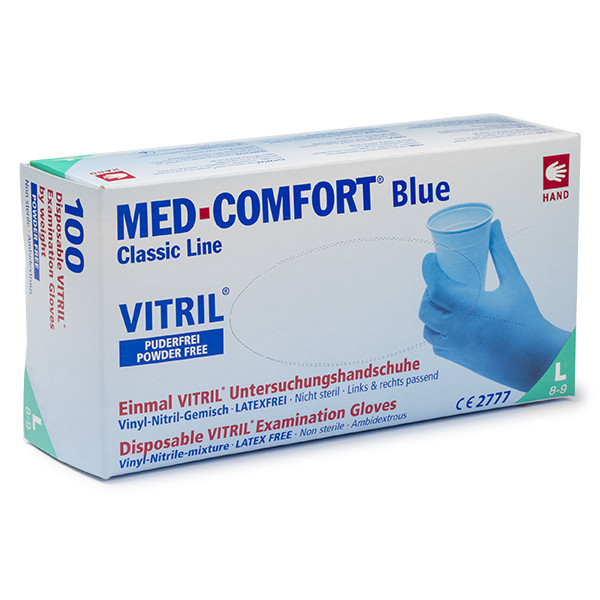 123-3D Vitril blue disposable powder-free gloves, size L (100-pack)  SDR00483 - 1