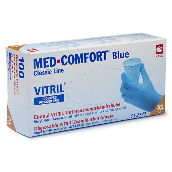 123-3D Vitril blue disposable powder-free gloves, size XL (100-pack)  SDR00484 - 1
