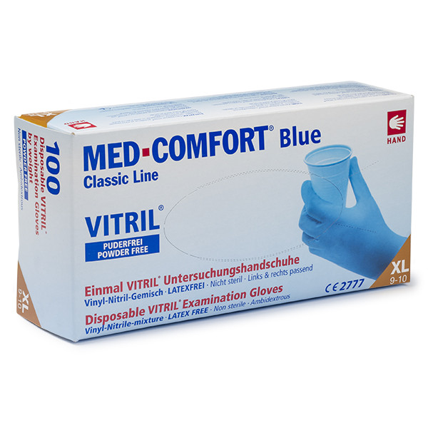 123schoon Vitril blue disposable powder-free gloves, size XL (100-pack)  SDR00484 - 1