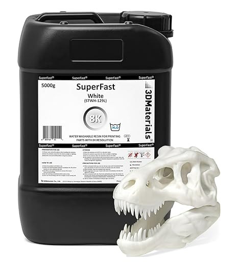3DMaterials SuperFast 8K White 3D Printer Resin, 5kg DLQ06083 - 1