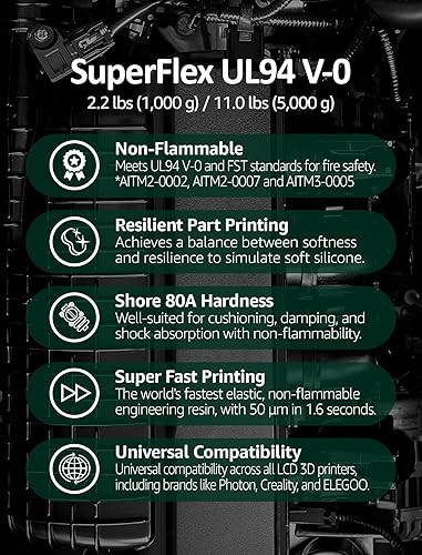 3DMaterials SuperFlex 80A Flexible UL94 V-0 3D Printer Resin, 1kg DLQ06093 - 4