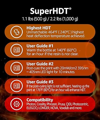 3DMaterials SuperHDT 464°F (240°C) 3D Printer Resin, 1kg DLQ06096 - 4