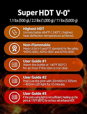 3DMaterials SuperHDT 464°F (240°C) UL94 V-0 3D Printer Resin, 0.5kg DLQ06097 - 5