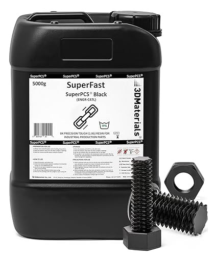 3DMaterials SuperPCS Toughest 1.8Gpa Fast Black 3D Printer Resin, 5kg DLQ06110 - 1