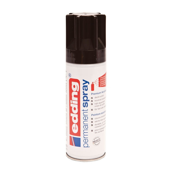 Edding 5200 deep black permanent glossy acrylic spray paint, 200ml 239072 - 1