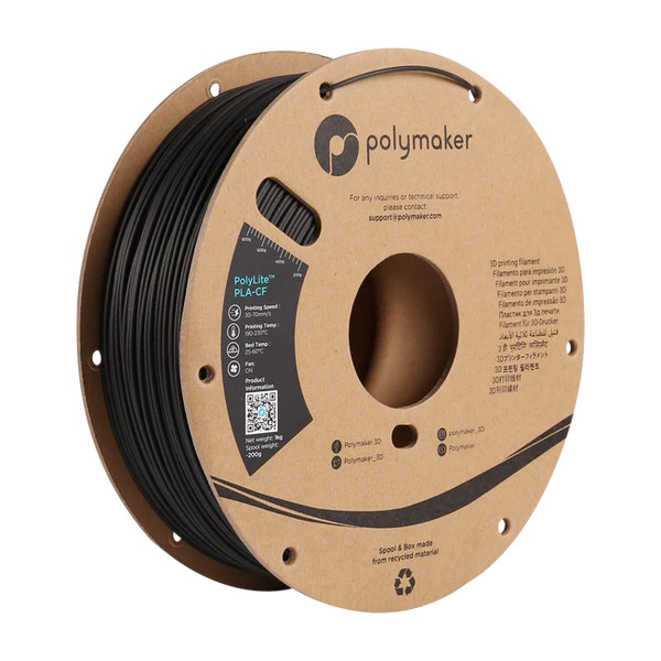 Polymaker PolyLite black PLA-CF filament 1.75mm, 1kg PA10001 DFP14321 - 1