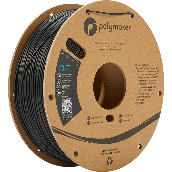 Polymaker PolyLite black PLA Pro filament 1.75mm, 1kg PA07001 DFP14249 - 1