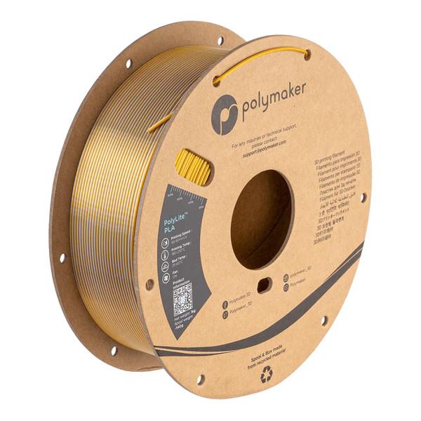Polymaker PolyLite crown gold-silver Dual Silk PLA filament 1.75mm, 1kg PA03027 DFP14337 - 1