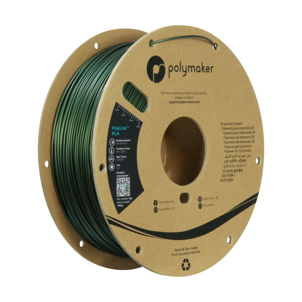 Polymaker PolyLite dark green PLA Sparkle filament 1.75mm, 1kg PA02027 DFP14319 - 1