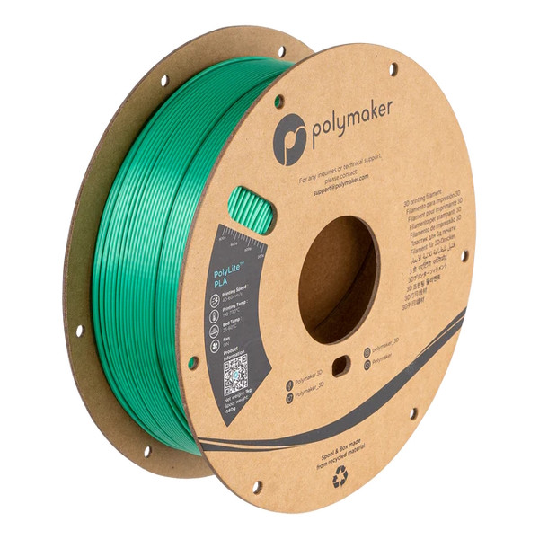Polymaker PolyLite green Silk PLA filament 1.75mm, 1kg PA03011 DFP14327 - 1