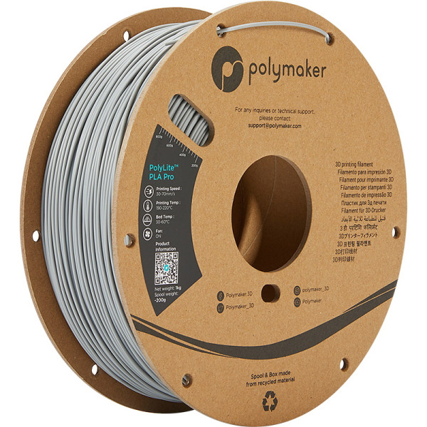 Polymaker PolyLite grey PLA Pro filament 1.75mm, 1kg PA07003 DFP14253 - 1