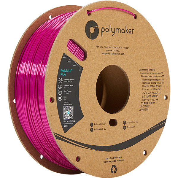 Polymaker PolyLite magenta silk PLA filament 1.75mm, 1kg PA03004 DFP14269 - 1