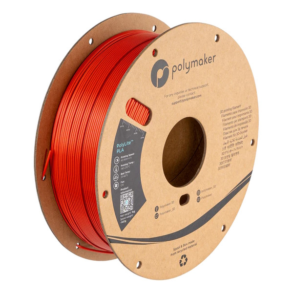 Polymaker PolyLite red Silk PLA filament 1.75mm, 1kg PA03019 DFP14324 - 1