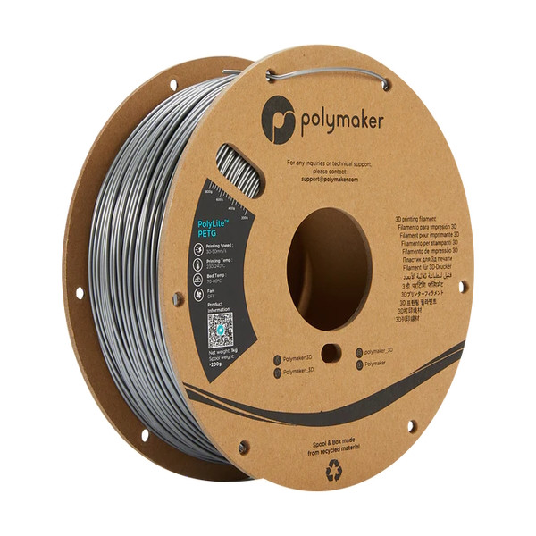 Polymaker PolyLite silver PETG filament 1.75mm, 1kg PB01012 DFP14297 - 1