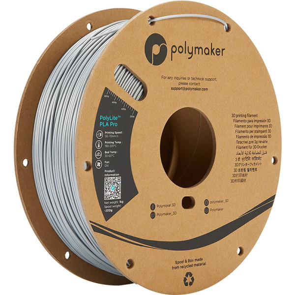 Polymaker PolyLite silver PLA Pro filament 1.75mm, 1kg PA07007 DFP14262 - 1