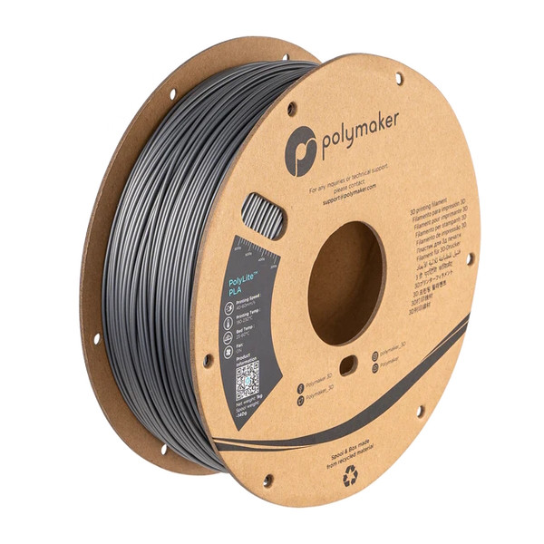 Polymaker PolyLite steel grey PLA filament 1.75mm, 1kg PA02065 DFP14301 - 1