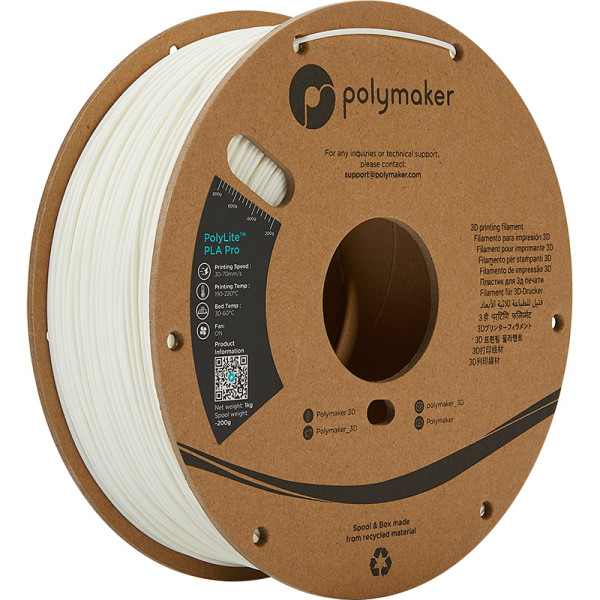 Polymaker PolyLite white PLA Pro filament 1.75mm, 1kg PA07002 DFP14251 - 1
