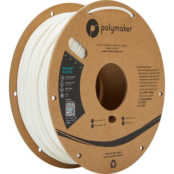 Polymaker PolyLite white PLA Pro filament 2.85mm, 1kg PA07014 DFP14252 - 1
