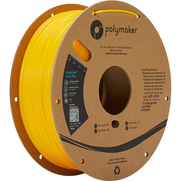 Polymaker PolyLite yellow PLA Pro filament 1.75mm, 1kg PA07009 DFP14259 - 1