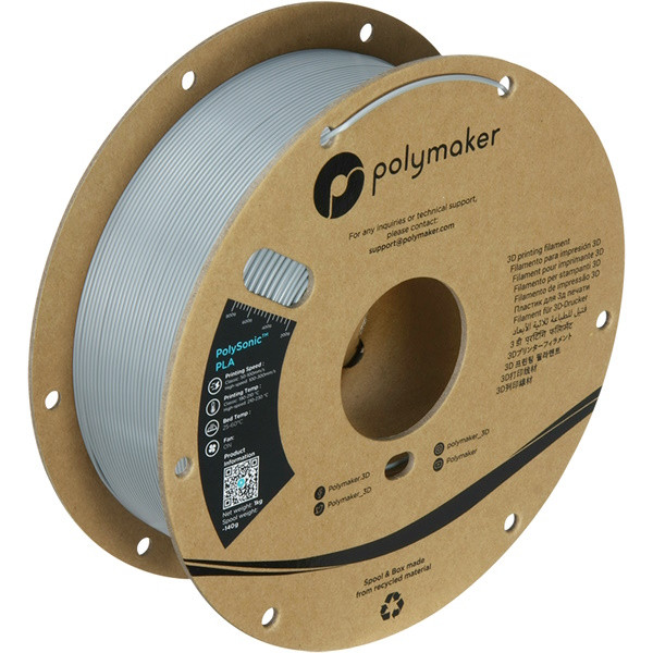 Polymaker PolySonic grey PLA filament 1.75mm, 1kg DFP14377 - 1