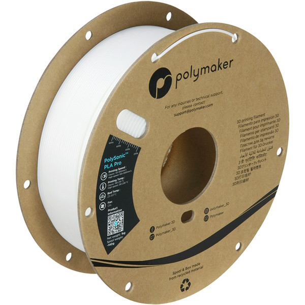 Polymaker PolySonic white PLA Pro filament 1.75mm, 1kg DFP14380 - 1
