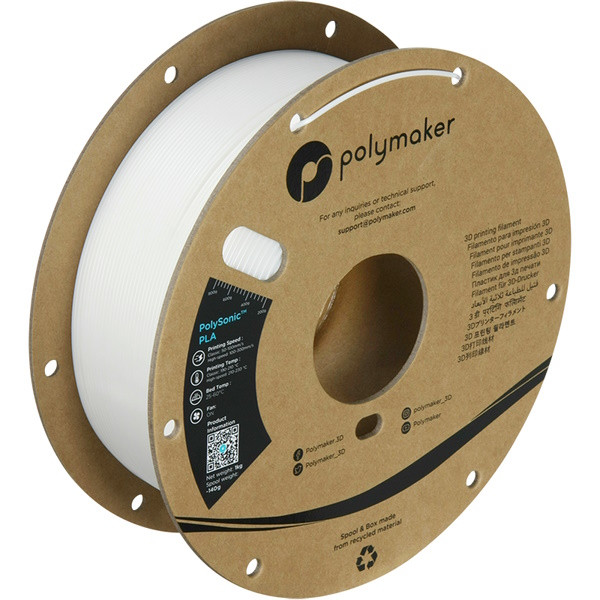 Polymaker PolySonic white PLA filament 1.75mm, 1kg DFP14375 - 1