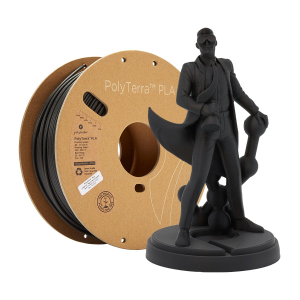 Polymaker PolyTerra charcoal black PLA filament 2.85mm, 1kg DFP14161 - 1