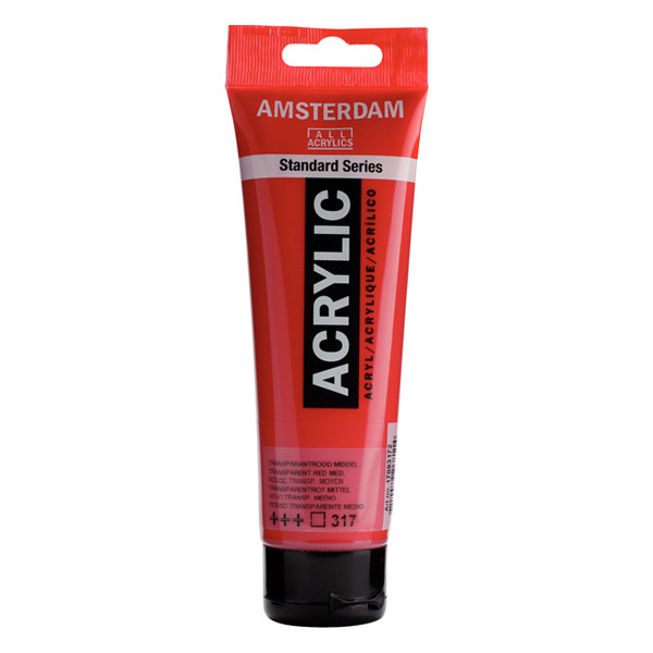 Talens Amsterdam medium transparent red acrylic paint, 120ml 220626 - 1