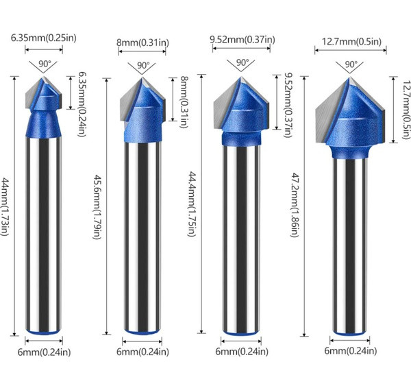 Two Trees V-Groove 90° Cutter, 6mm (4-pack) DAR02459 - 2