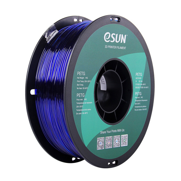 eSun transparent blue PETG filament 1.75mm, 1kg PETG175U1 DFE20046 - 1