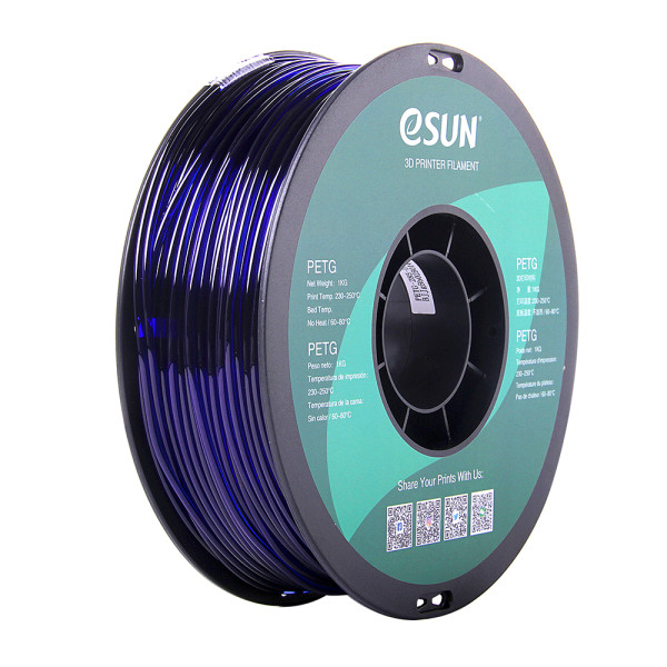 eSun transparent blue PETG filament 2.85mm, 1kg PETG285U1 DFE20054 - 1