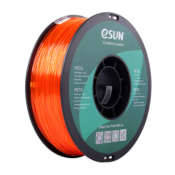eSun transparent orange PETG filament 1.75mm, 1kg PETG175O1 DFE20050 - 1
